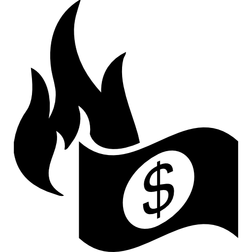 brennende dollar-papierrechnung  icon