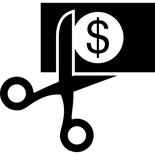 forbici e banconota da un dollaro  icona