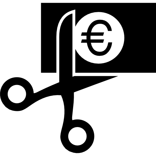 corte de notas de papel de euro  Ícone