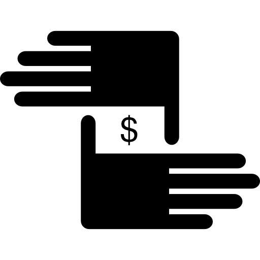 dos manos con signo de dólar en el medio  icono