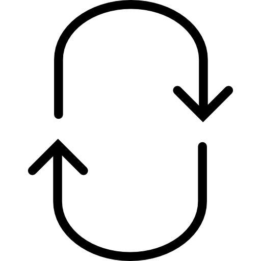 krzywe strzałki tworzące owalny kształt  ikona