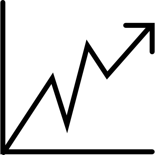 Line graph with ascending arrow  icon