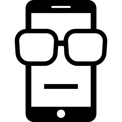 smartphone con gli occhiali  icona