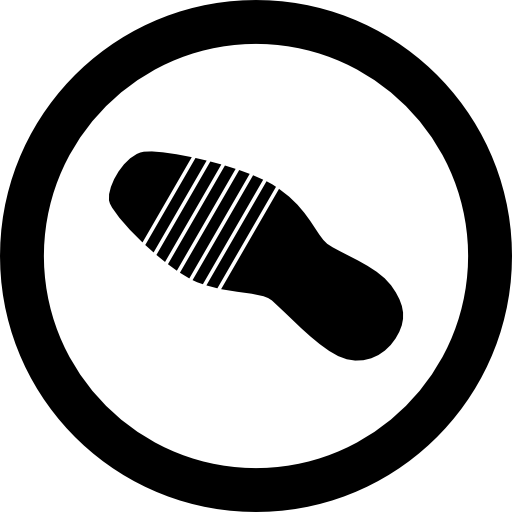 zapato huella única en un contorno de círculo  icono