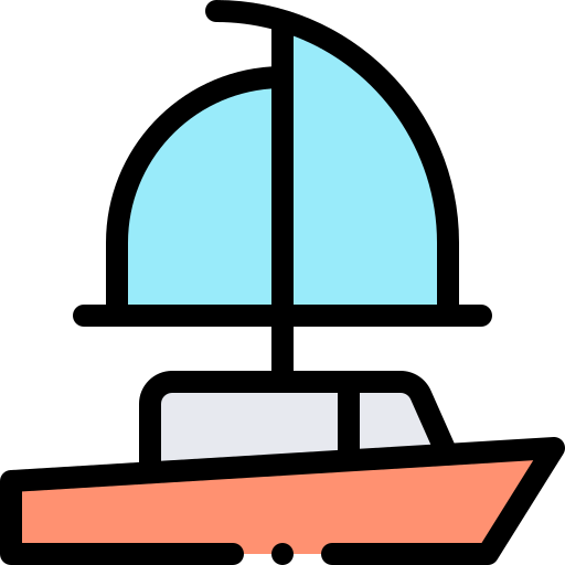 항해중인 배 Detailed Rounded Lineal color icon