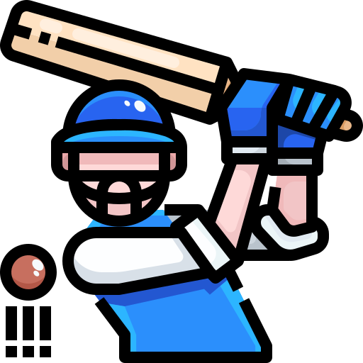 jogador de críquete Justicon Lineal Color Ícone