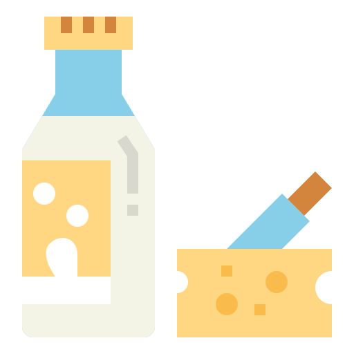 Productos lacteos Smalllikeart Flat icono