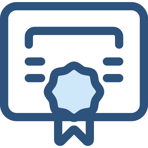 Certificate Monochrome Blue icon