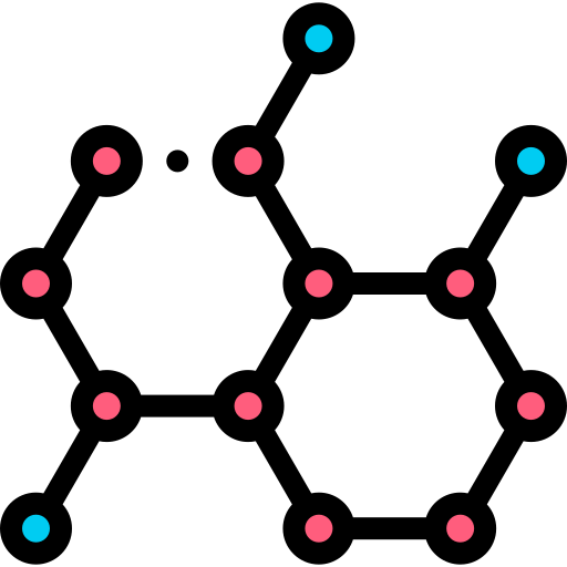 Molécula Detailed Rounded Lineal color icono