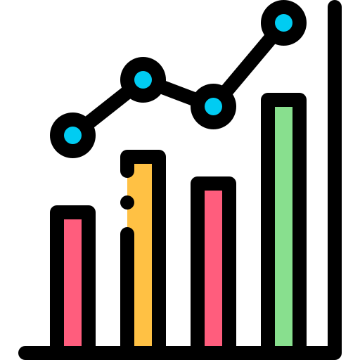 Bar graph Detailed Rounded Lineal color icon
