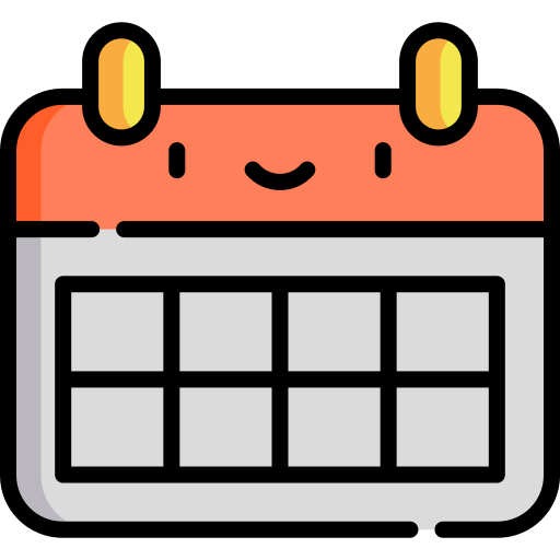 Calendario Kawaii Lineal color icono