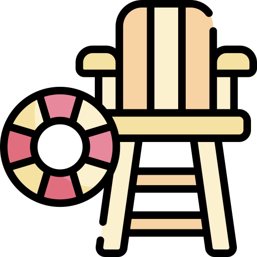badmeester stoel Kawaii Lineal color icoon
