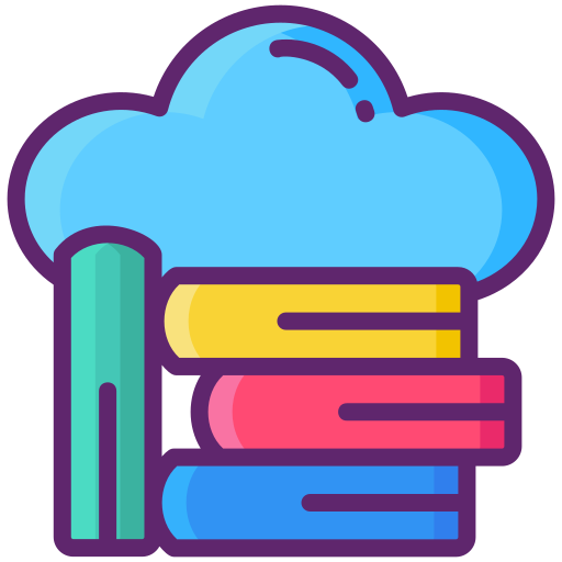 Biblioteca en la nube Flaticons Lineal Color icono