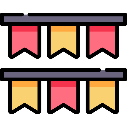 Banderines Kawaii Lineal color icono
