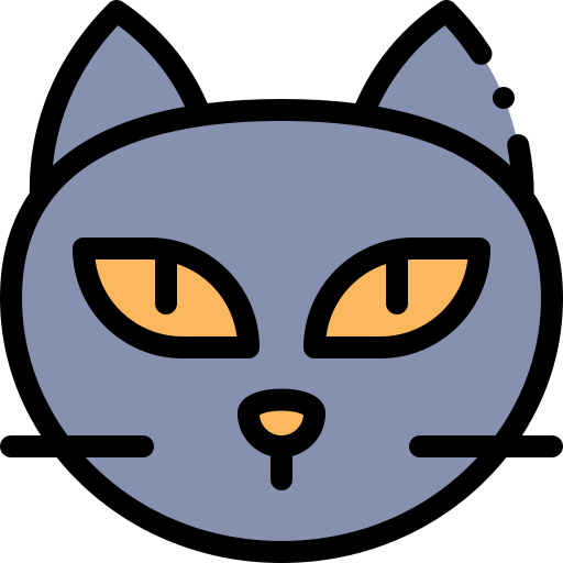 Black cat Detailed Rounded Lineal color icon