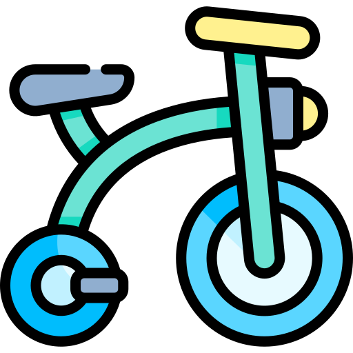 triciclo Kawaii Lineal color icona