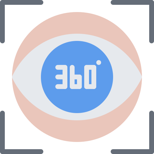 360 grados Coloring Flat icono