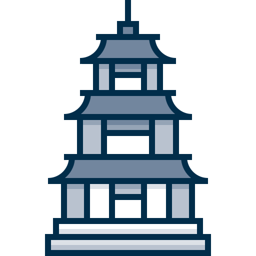 Pagoda Detailed Grey Lineal color icon