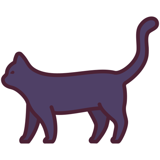 zwarte kat Victoruler Linear Colour icoon