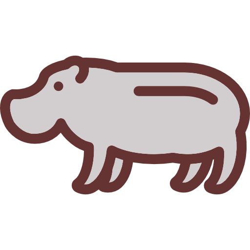 Hippopotamus Detailed Rounded Lineal color icon