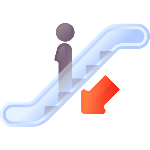 Эскалатор вниз 3D Color иконка