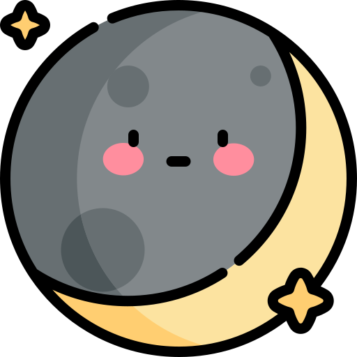 luna crescente Kawaii Lineal color icona