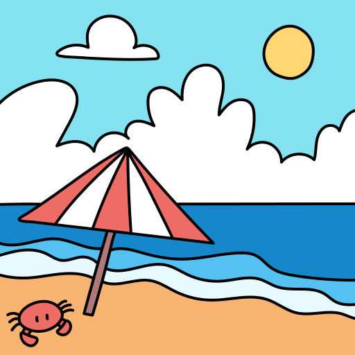 plaża Hand Drawn Color ikona