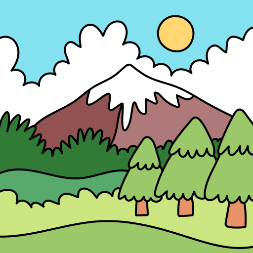 góra Hand Drawn Color ikona