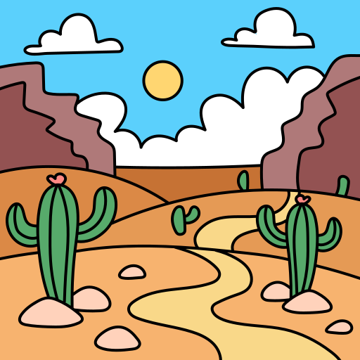 desierto Hand Drawn Color icono