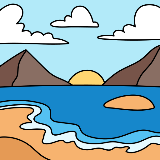 paisaje Hand Drawn Color icono