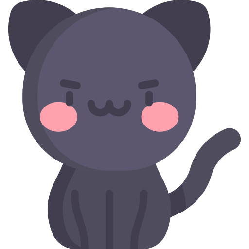 gatto nero Kawaii Flat icona