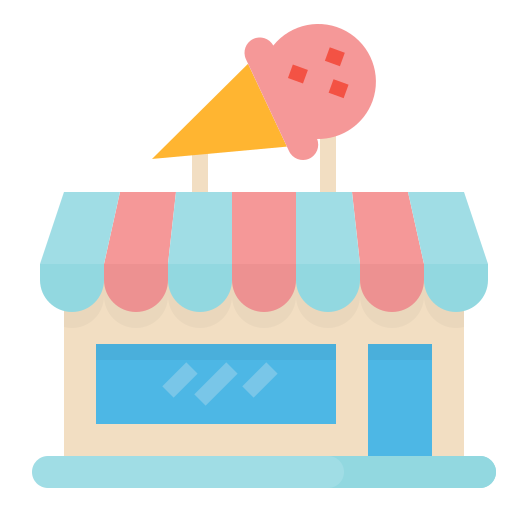 Ice cream shop Aphiradee (monkik) Flat icon
