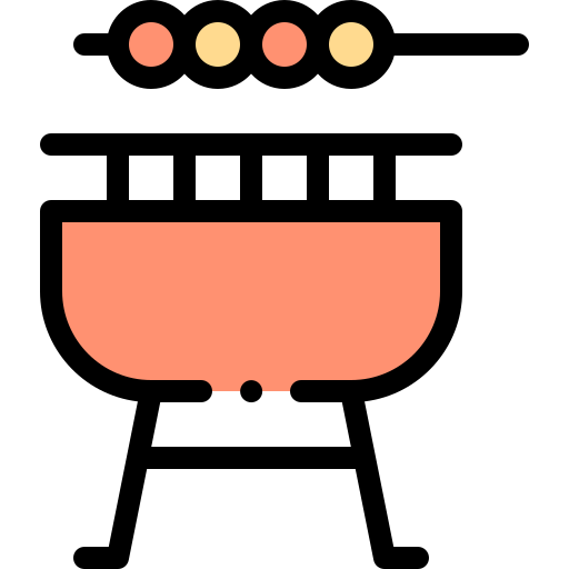 Barbecue Detailed Rounded Lineal color icon