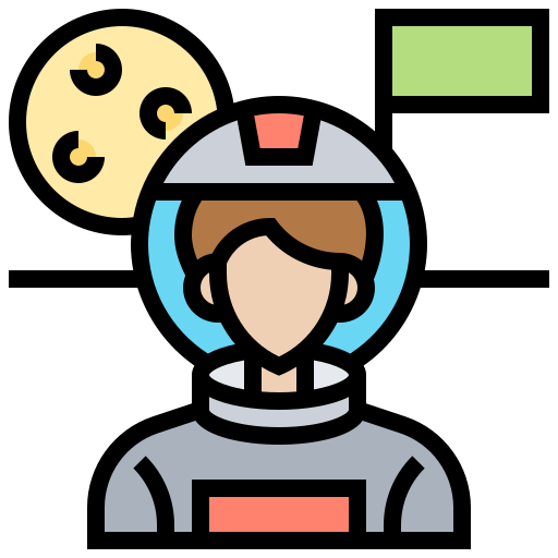kosmonauta Meticulous Lineal Color ikona