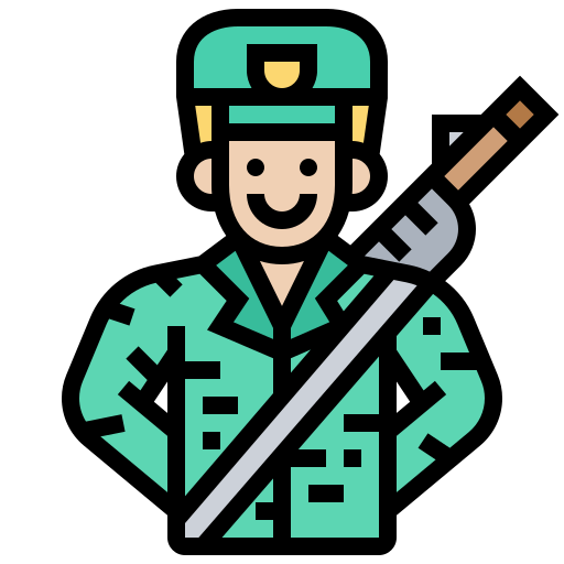 Żołnierz Meticulous Lineal Color ikona