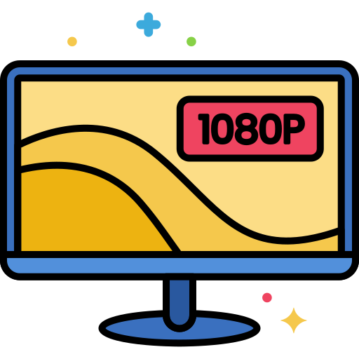 1080p full hd Flaticons Lineal Color icona
