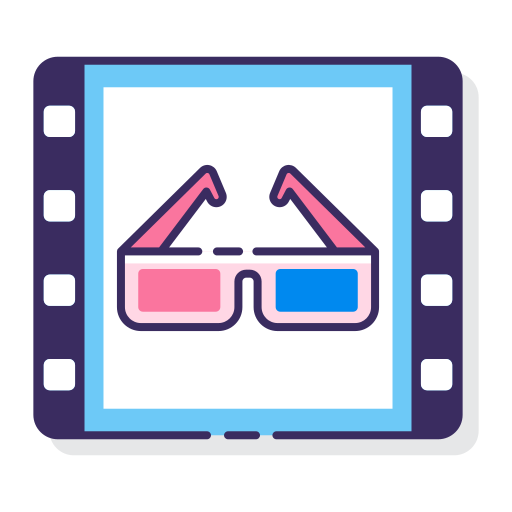 3d film Flaticons Lineal Color icoon