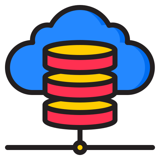 Cloud database srip Lineal Color icon