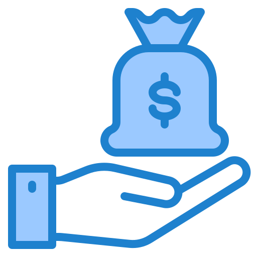 Money bag srip Blue icon