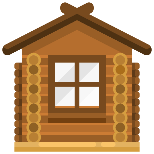 houten huis Justicon Flat icoon