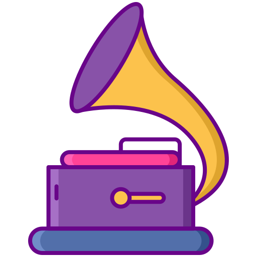 Gramophone Flaticons Lineal Color icon