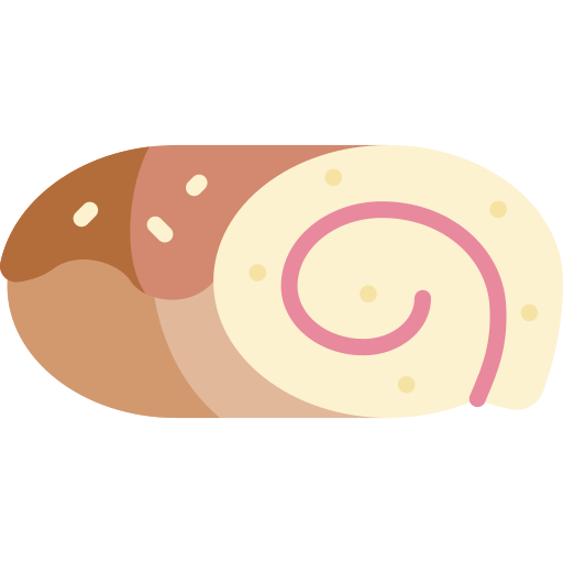 pastel de rollo Kawaii Flat icono