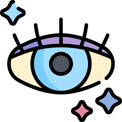 oog Kawaii Lineal color icoon