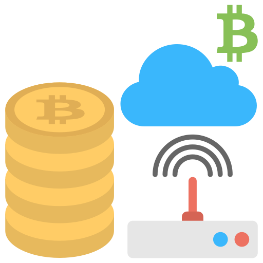 Bitcoin mining Creative Stall Premium Flat icon