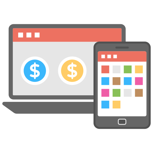 services bancaires en ligne Creative Stall Premium Flat Icône