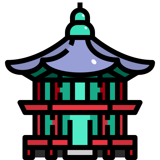 pagoda Justicon Lineal Color icona