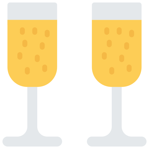 Champagne glasses Juicy Fish Flat icon