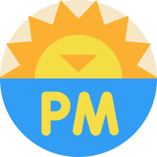 p.m Detailed Flat Circular Flat icoon