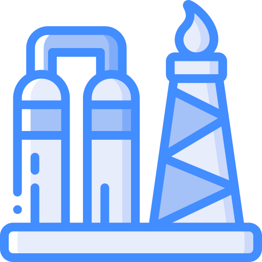 Oil refinery Basic Miscellany Blue icon
