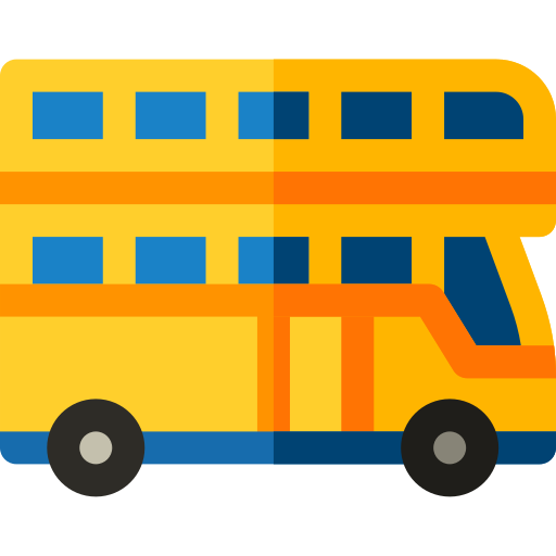 autobús de dos pisos Basic Rounded Flat icono
